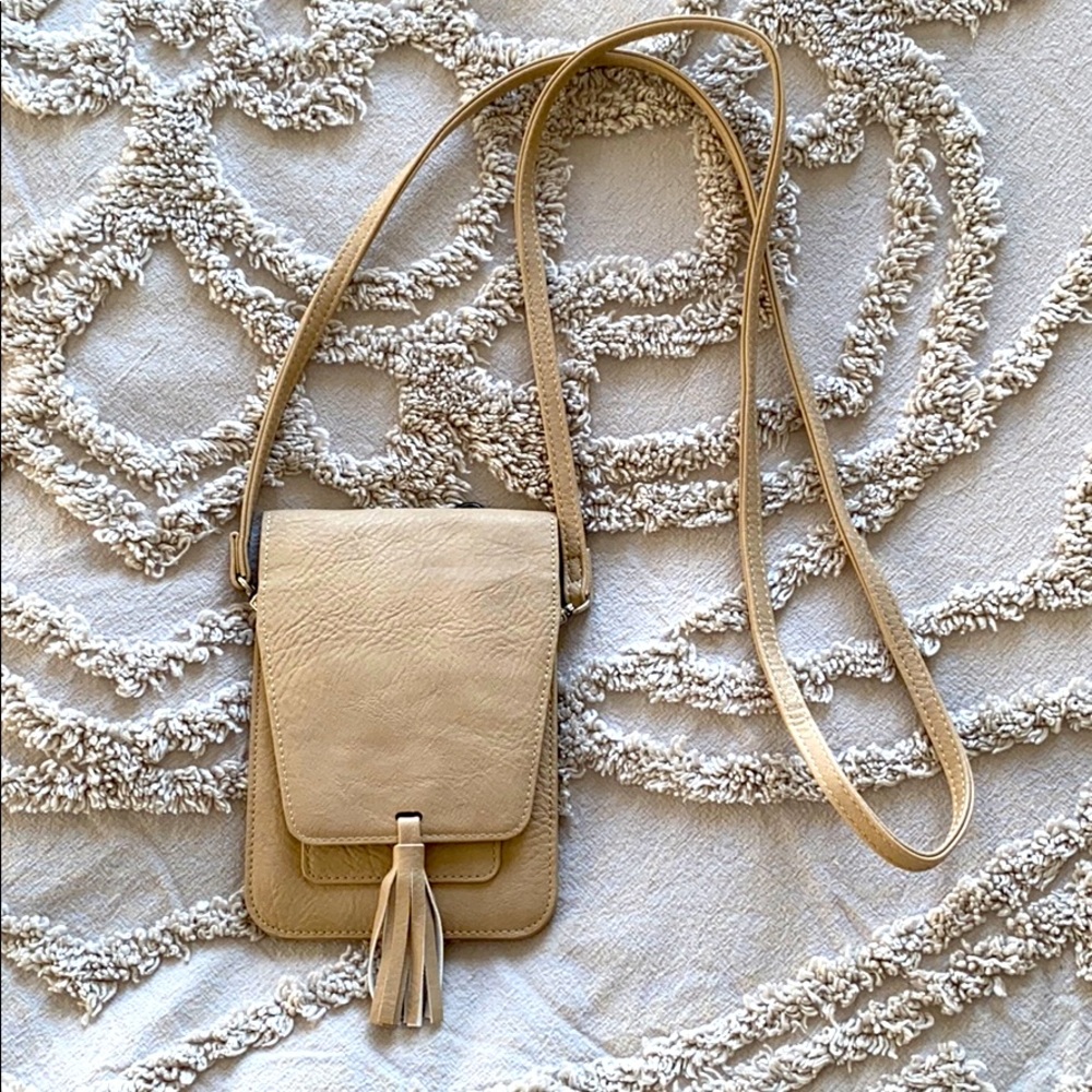 Tan, Vegan Leather, Cross Body, Mini Purse